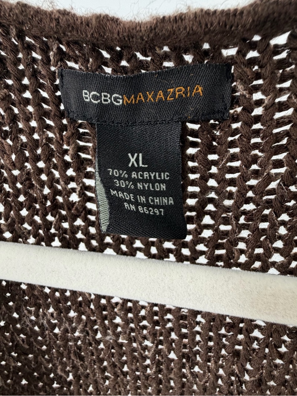 Vintage BCBGMaxAzria Brown Open-Knit Button-Front‎ Cardigan - Picture 2 of 8